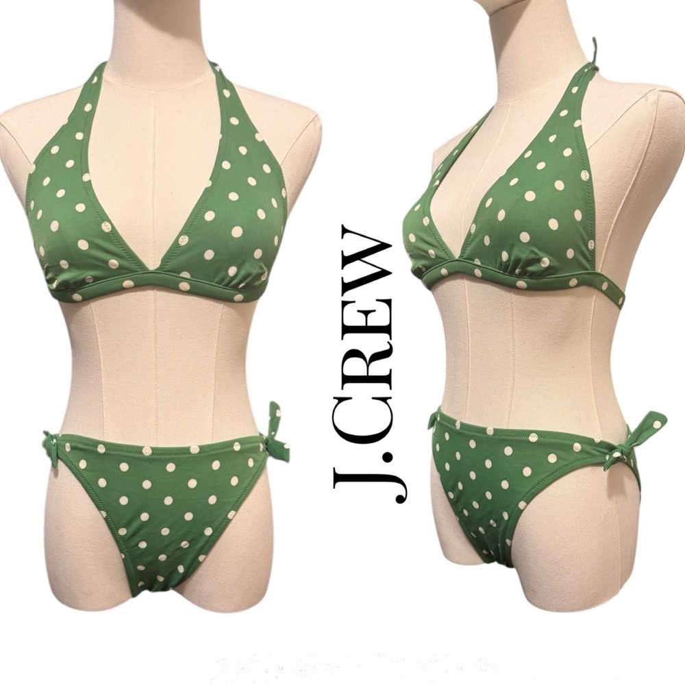 J. Crew Green Polka Dot Bikini Size Medium